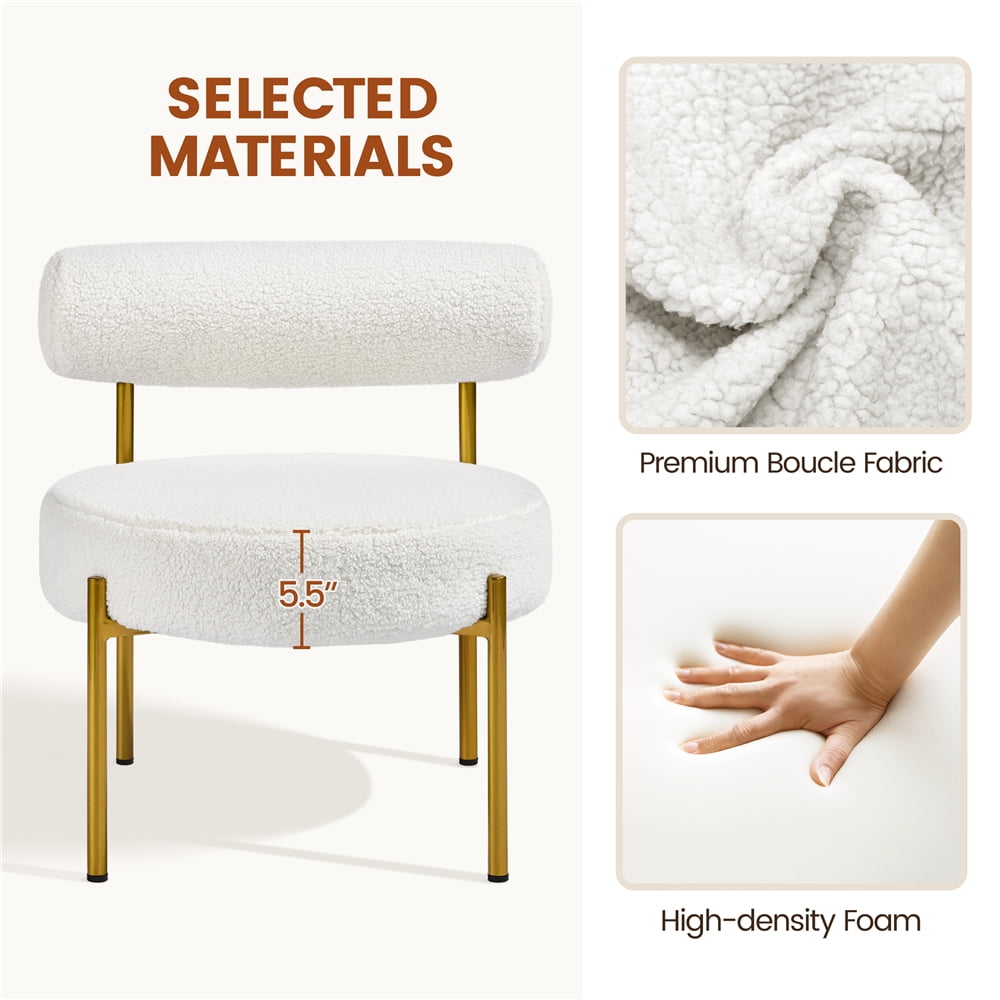 Elladera Yaheetech Modern Boucle Accent Chair with Gold Metal Legs for Living Room