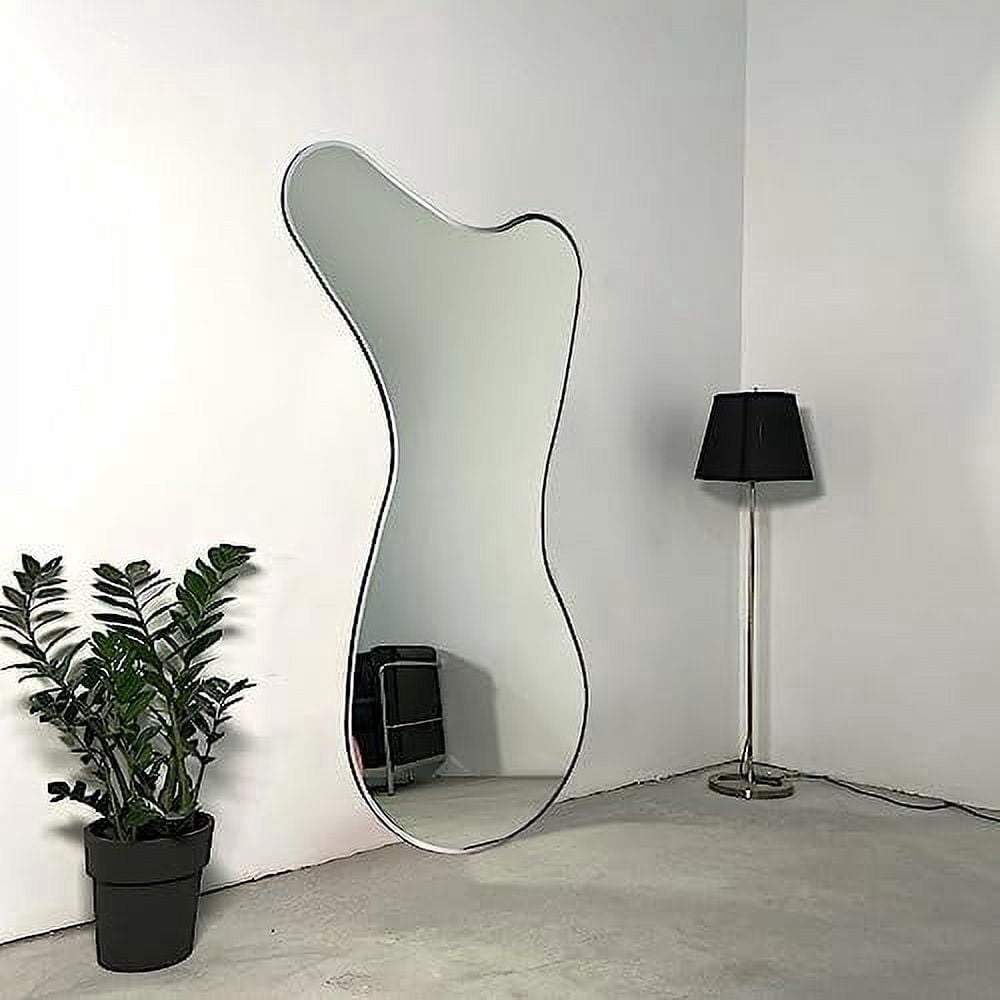 Elladera AUA CROWN Frameless Whale Shaped Wall Mirror, 47x23 inch Irregular Ocean