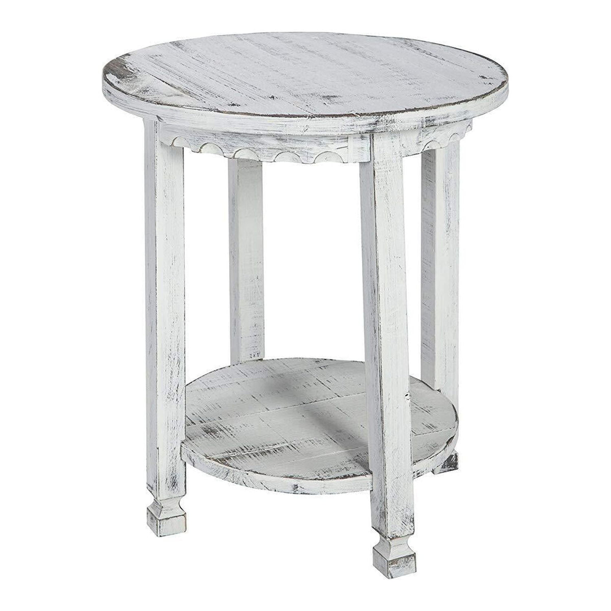 Elladera Alaterre Country Cottage Round End Table, Blue Antique Finish