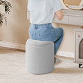 Elladera B FSOBEIIALEO Storage Ottoman Round Boucle Teddy Foot Rest Cube with Wood