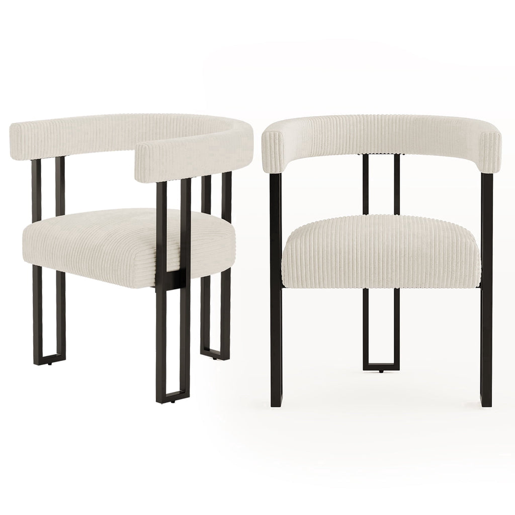 Elladera Boucle Dining Chair Set of 2 Corduroy Upholstered Dining Room Chairs