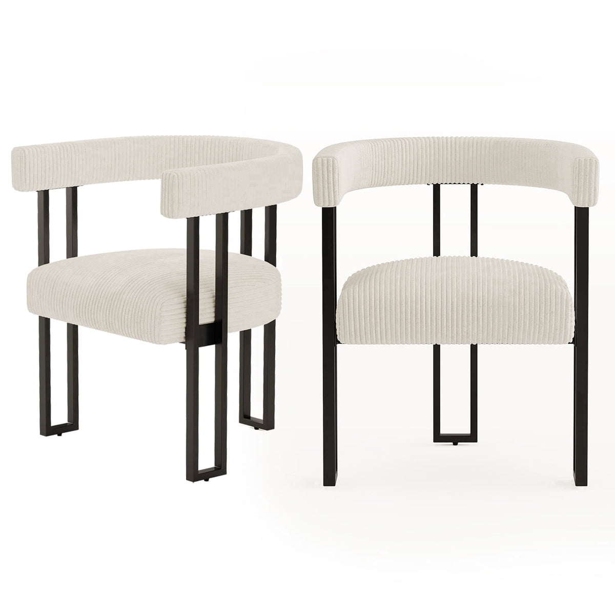 Elladera Boucle Dining Chair Set of 2 Corduroy Upholstered Dining Room Chairs