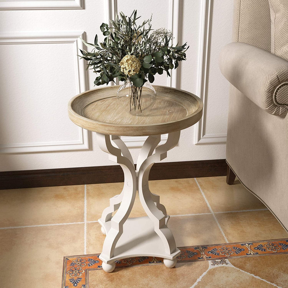 Elladera COZAYH Rustic Farmhouse Cottagecore Accent End Table,Dinning or Living