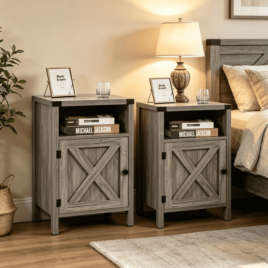 Elladera Catrimown Farmhouse End Table for Living Room Set of 2, Side Table