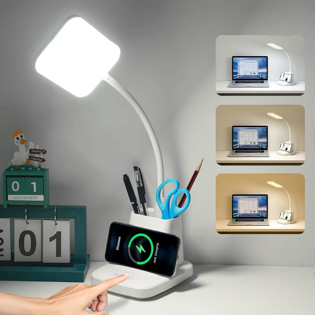 Elladera Desk Lamp with Wireless Charger, LED Desk Lamps for Home Office Eye-Caring