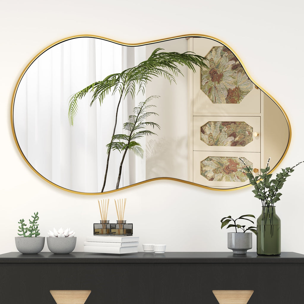 Elladera FRMALL 24"x36" Irregular Wall Mirror Gold Mirror Cloud Shaped