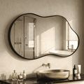 Elladera 24"x36" Irregular Wall Mirror, Cloud Shaped Gold Asymmetrical