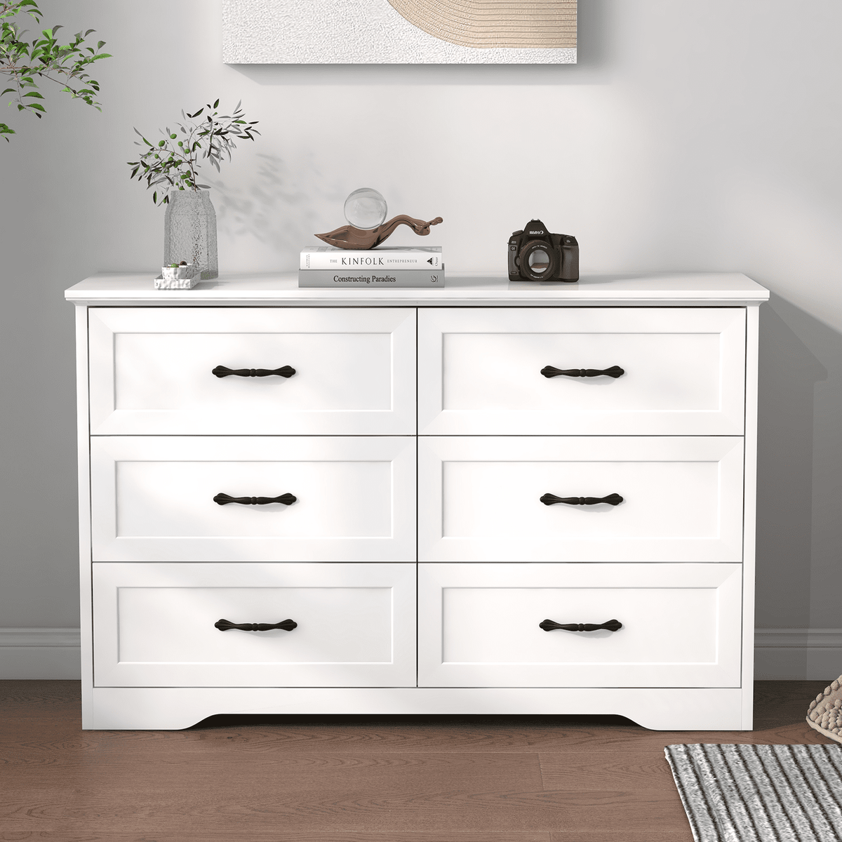 Elladera Farmhouse 6 Drawer Double Dresser, Wide Wood Dressers & Chests of Drawers