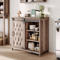 Elladera Farmhouse Coffee Bar Cabinet with Sliding Barn Door and Adjustable Shelves