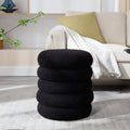 Elladera Guyou Round Storage Ottoman, Upholstered Sherpa Footstool, Small Boucle