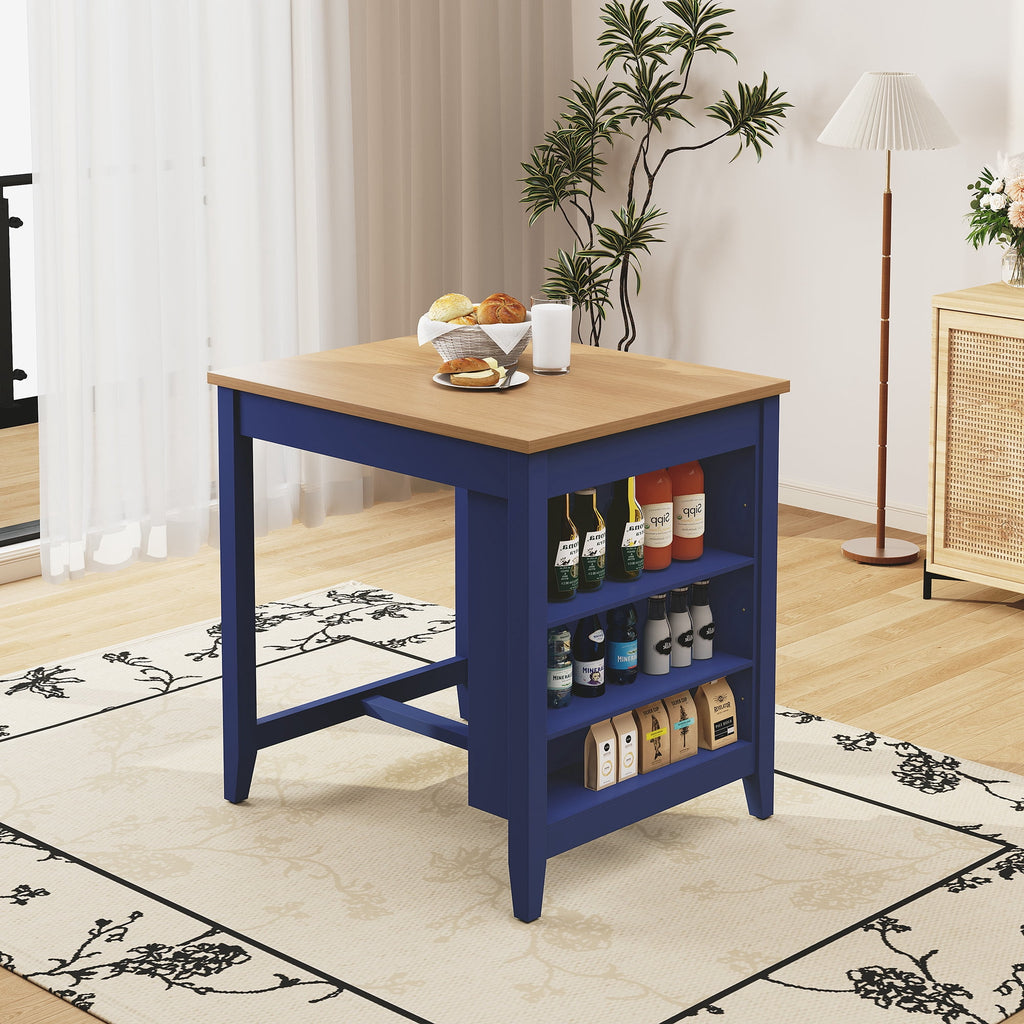 Elladera HLR Farmhouse Blue Dining Table for 2 with Seasoning Rack, Kitchen Dining