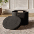Elladera Hearth & Harbor Oval Storage Ottoman Bench, Boucle 30" Ottoman with