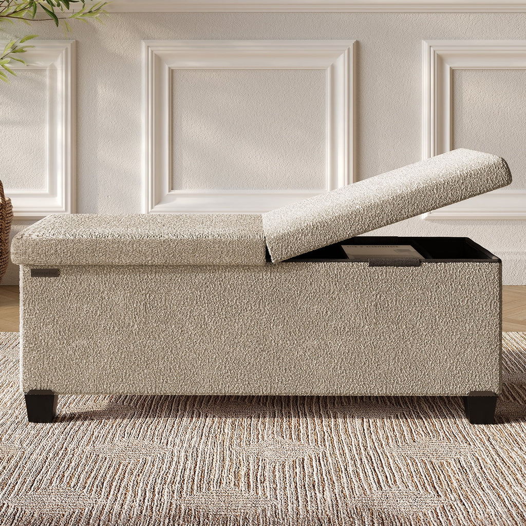 Elladera Hearth & Harbor Storage Ottoman Bench, Boucle 16" Ottoman with Storage, Pink
