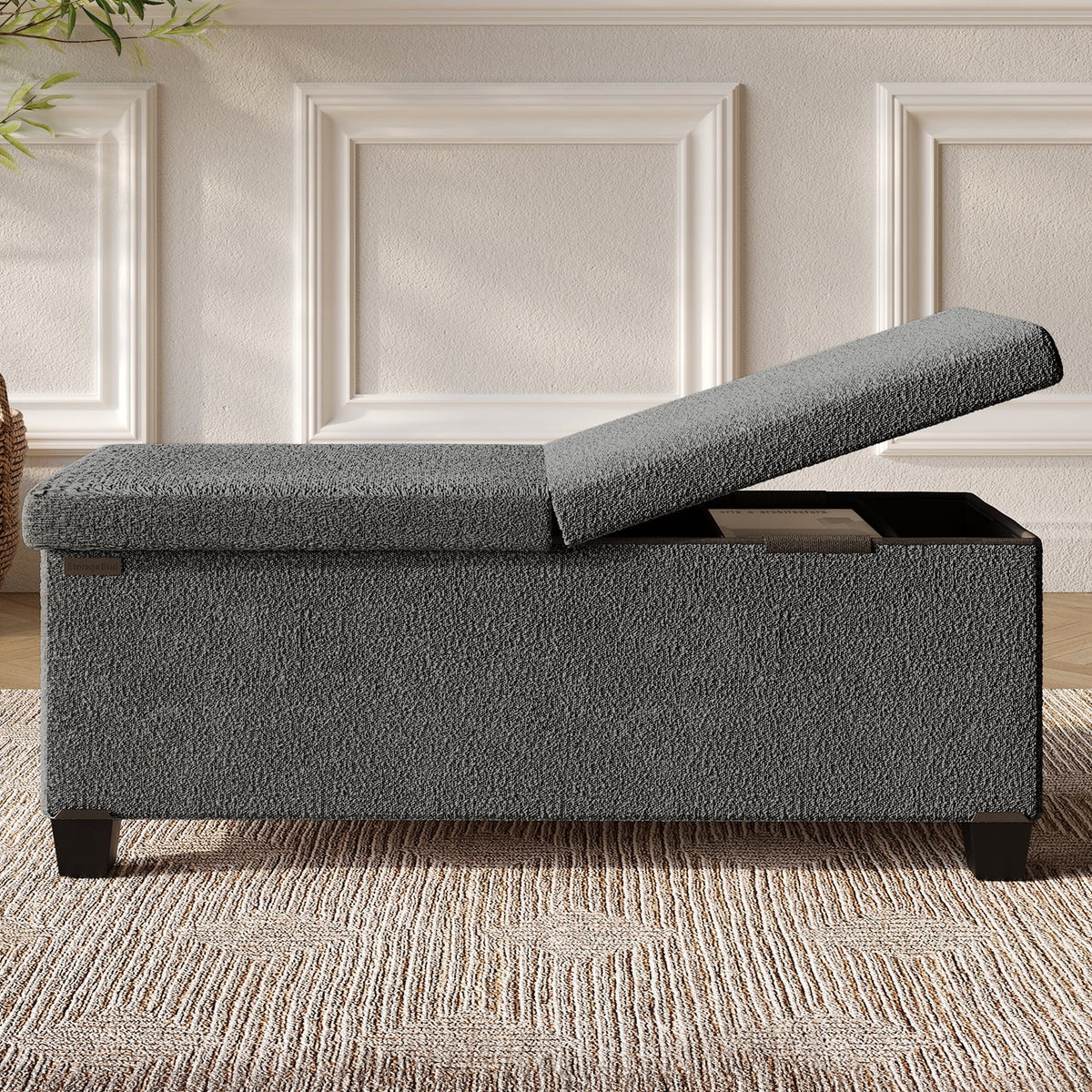 Elladera Hearth & Harbor Storage Ottoman Bench, Boucle 16" Ottoman with Storage, Pink