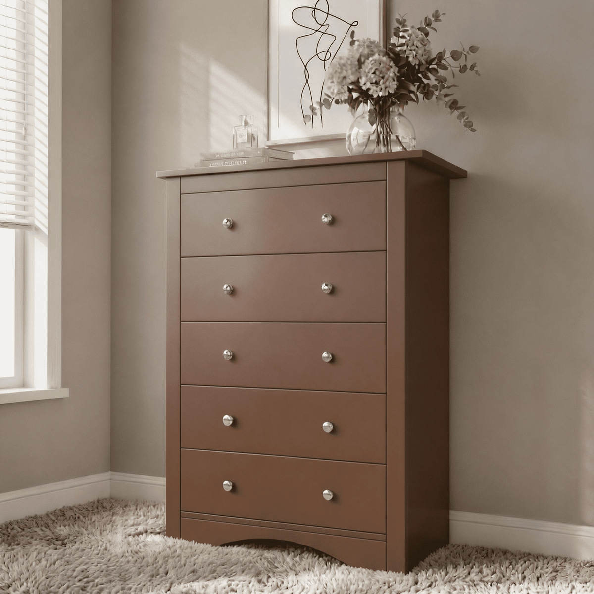 Elladera 6 Drawer Dresser for Bedroom, 47'' Wide Wood Double Chest of Drawers with
