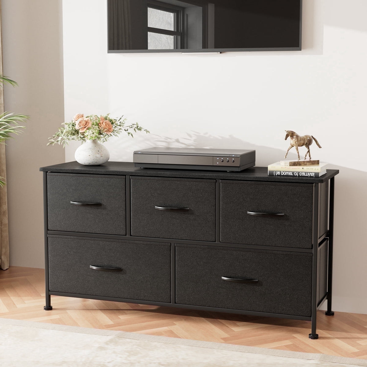 Elladera 6 Drawer Dresser for Bedroom, 47'' Wide Wood Double Chest of Drawers with