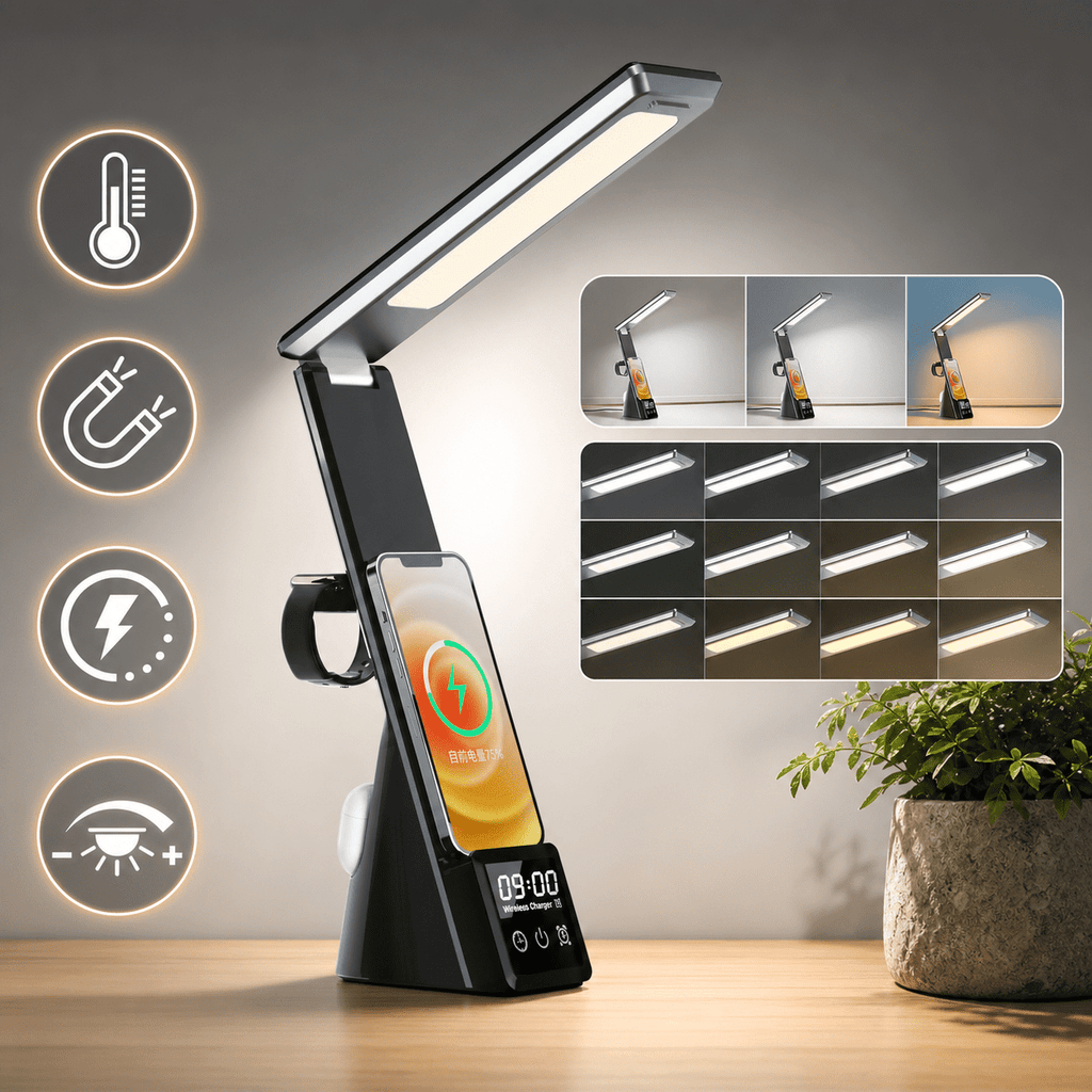 Elladera LED Desk Lamp with Wireless Charging,7-in-1 Touch Control Table Lamp,15W