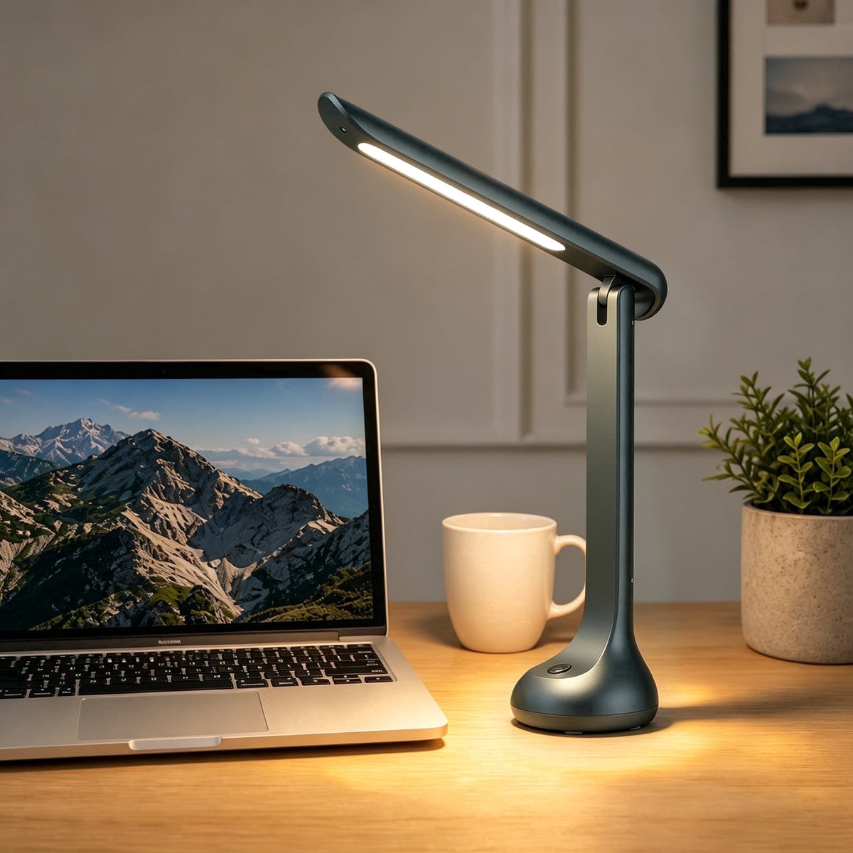 Elladera Cordless Rechargeable LED Desk Lamp, Dark Green, Adjustable Head