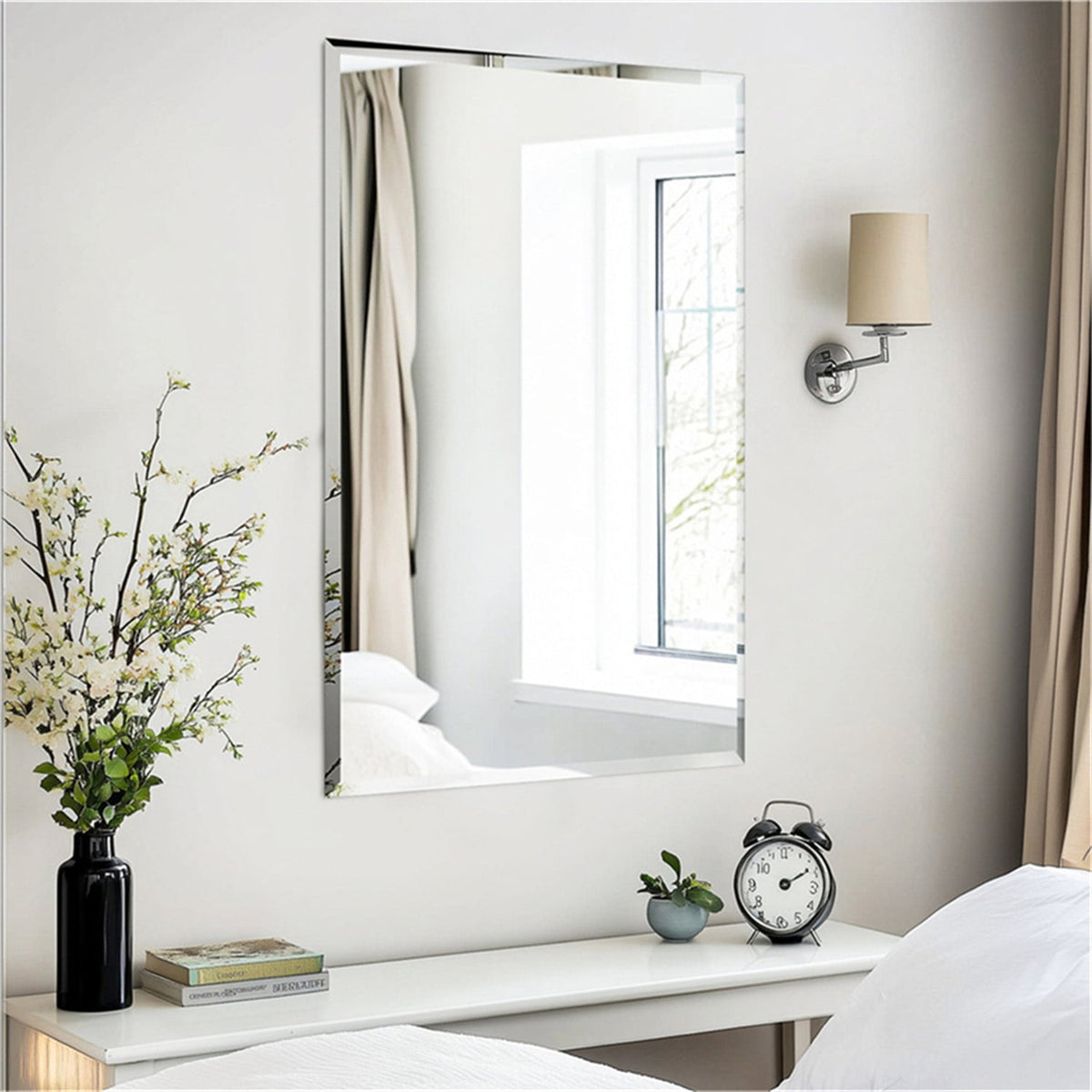 Elladera LUVODI 24x34inch Beveled Polished Wall Mirror Frameless Bathroom Mirrors