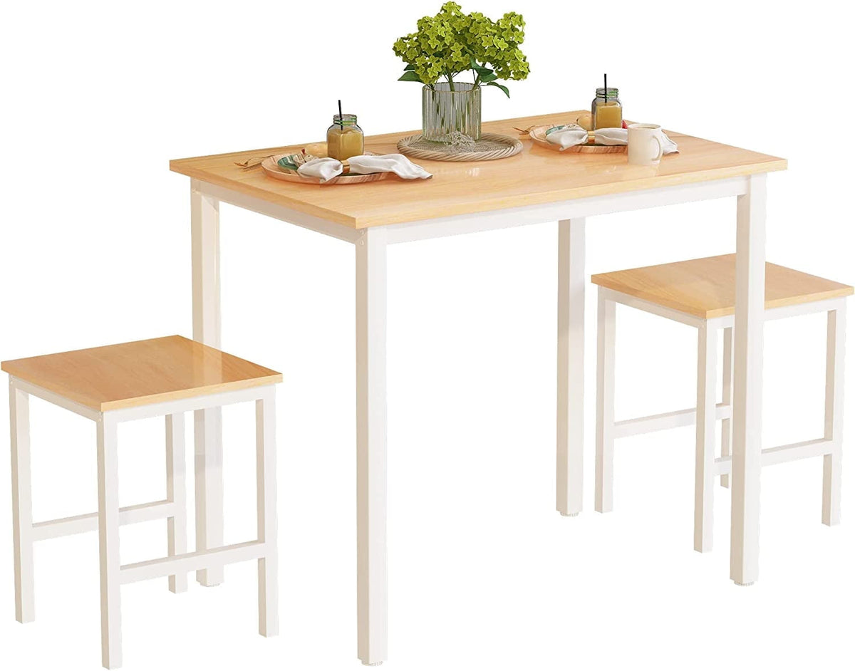 Elladera LinkRomat 3 Piece Dining Room Table Set for 4, 47" Farmhouse Dining Table