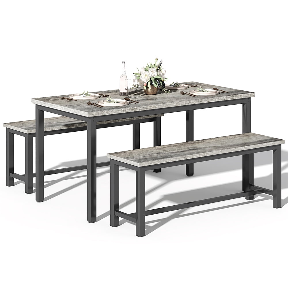 Elladera LinkRomat 3 Piece Dining Room Table Set for 4, 47" Farmhouse Dining Table
