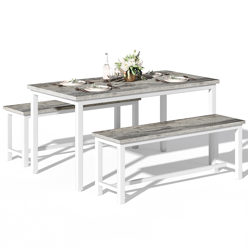Elladera LinkRomat 3 Piece Dining Room Table Set for 4, 47" Farmhouse Dining Table
