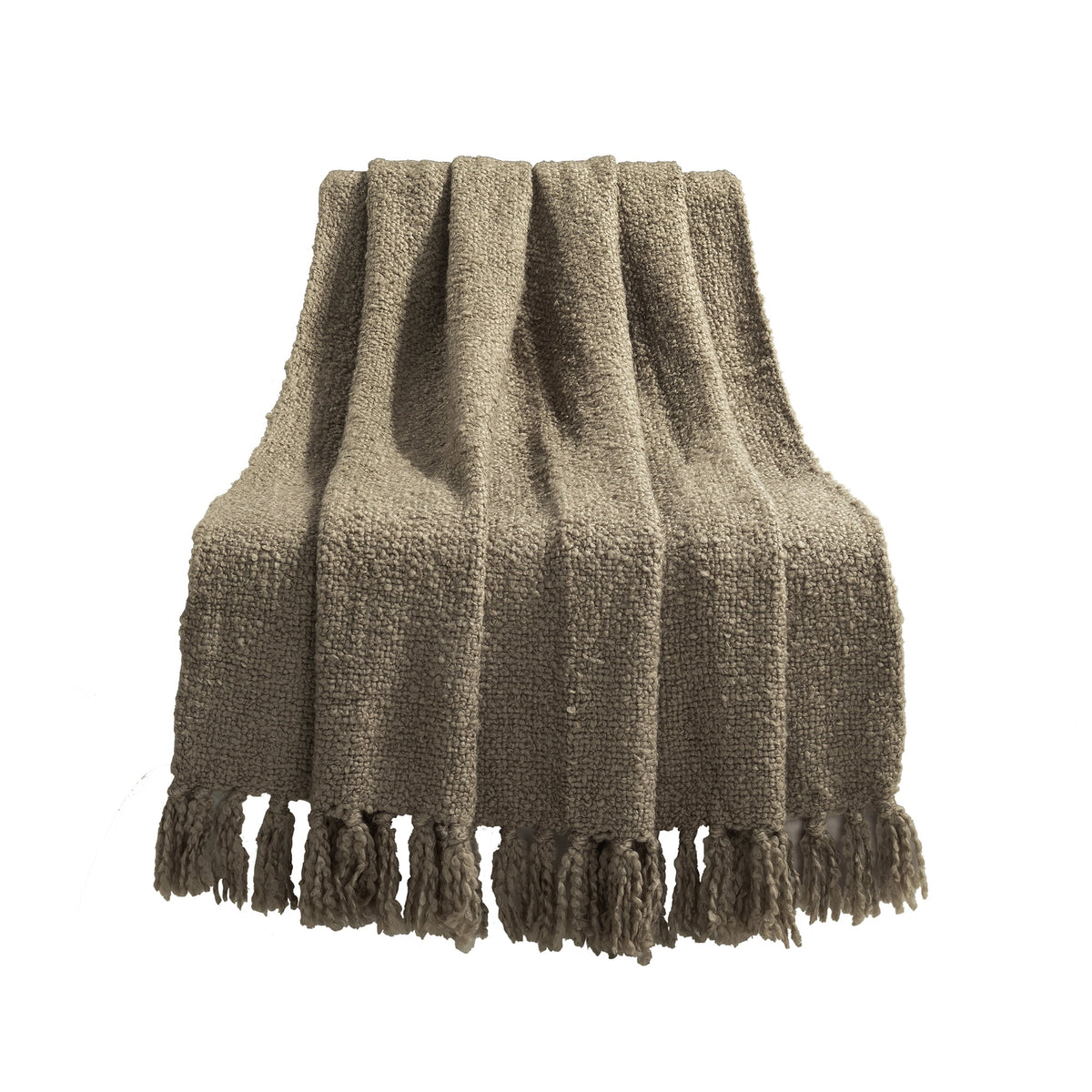 Elladera Lush Decor Tulum Boucle Textured Woven Fringed Throw Blanket Single 50" W