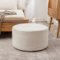 Elladera Modern Round Boucle Upholstered Ottoman with Soft Padded Seat