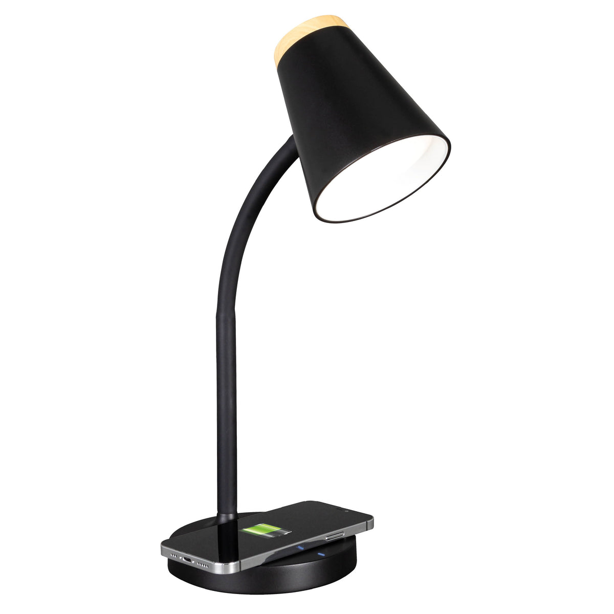 Elladera OttLite Gleam LED Desk Lamp with Wireless Charging, Dimmable, Black with