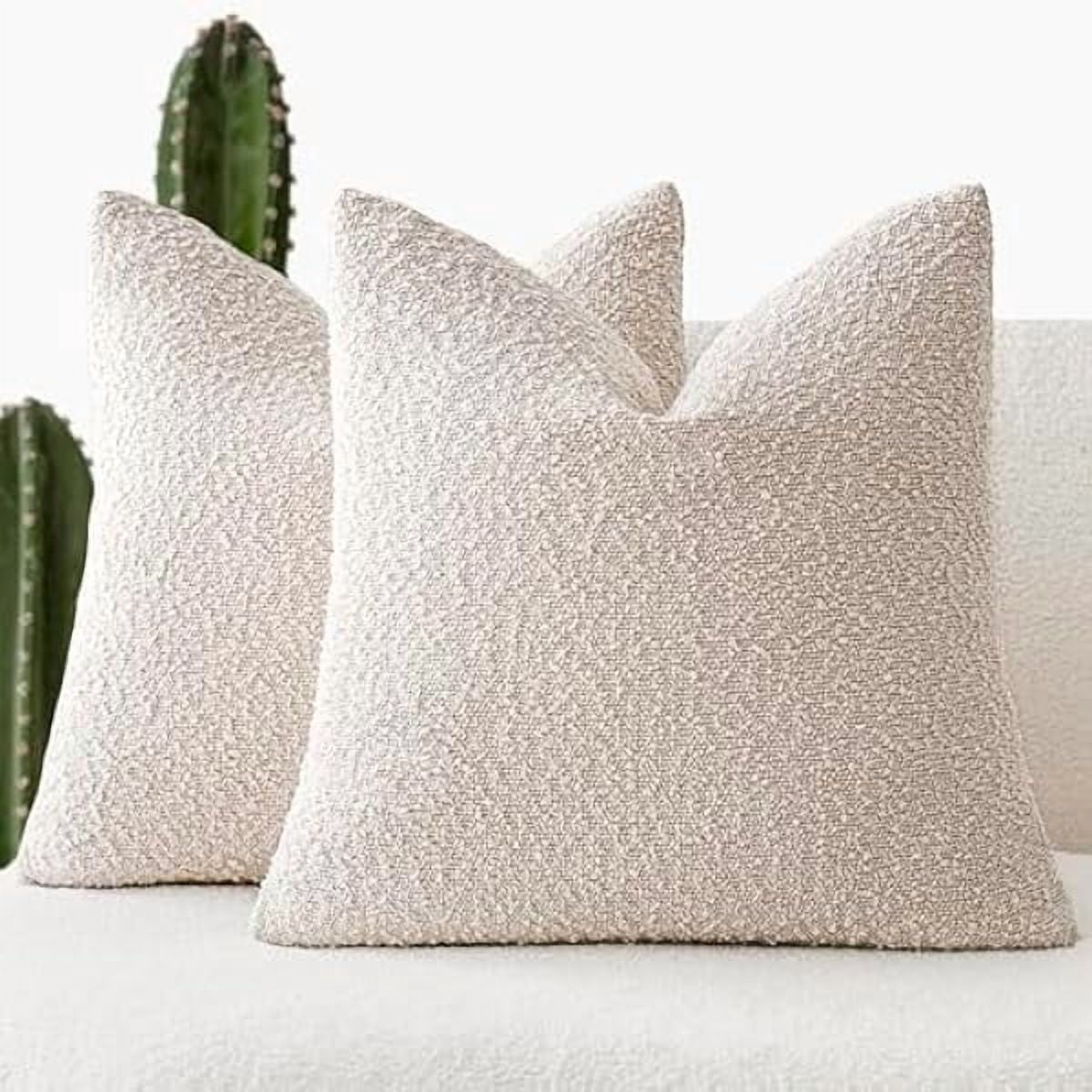 Elladera Pack of 2, Decorative Textured Boucle Throw Pillow Covers Accent Solid
