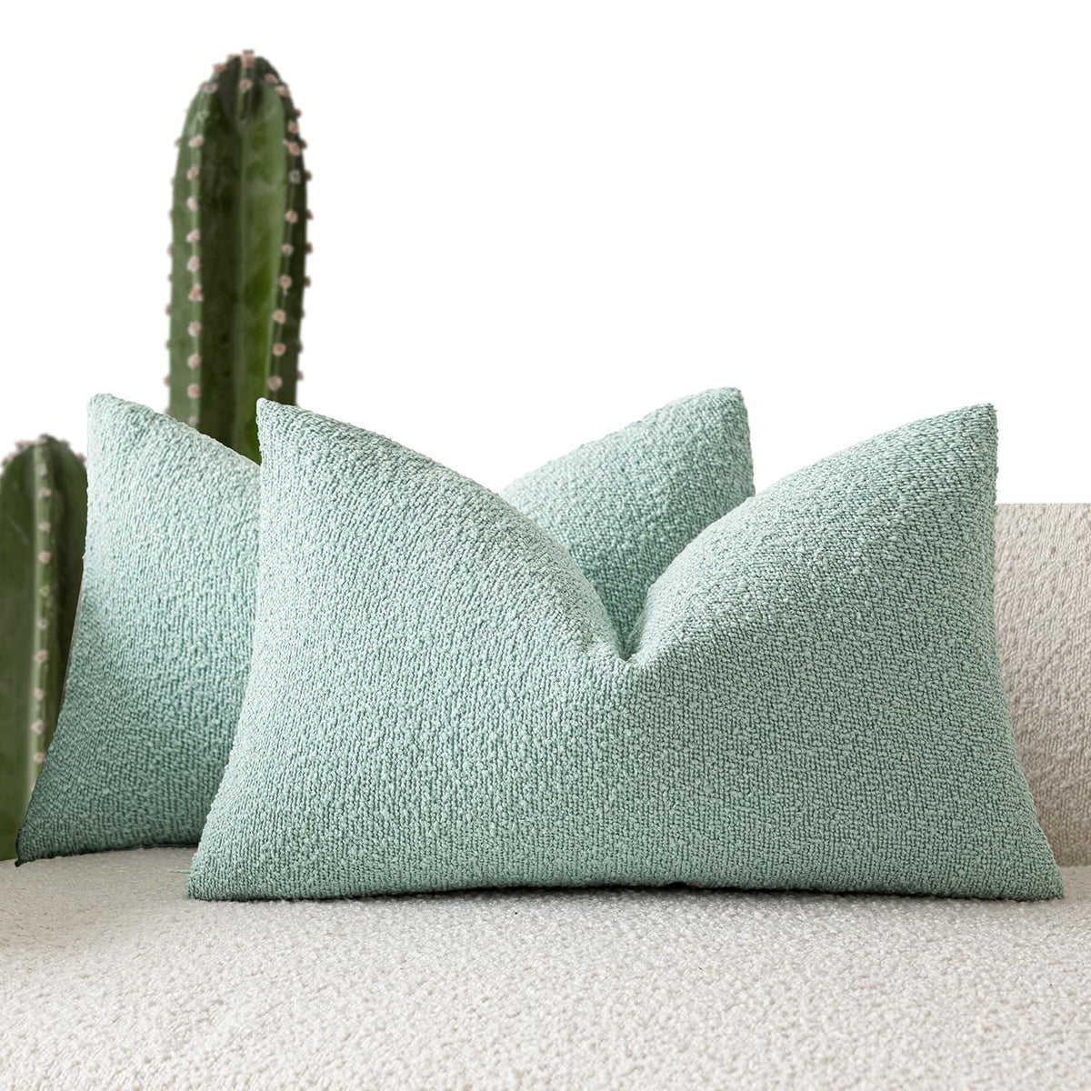 Elladera Pack Of 2 Textured Boucle Throw Pillow Covers Accent Solid Decorative