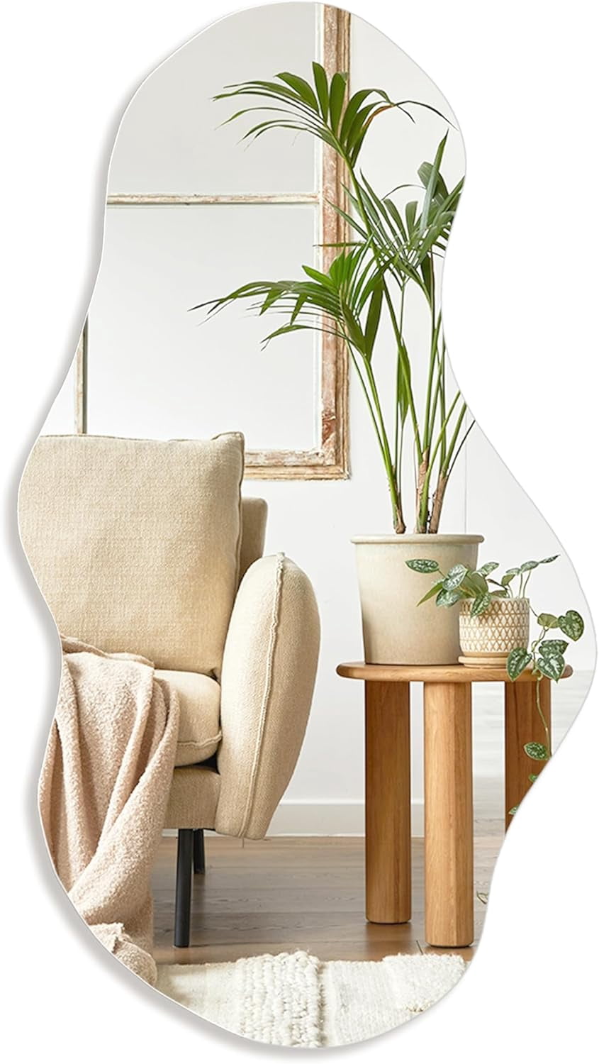 Elladera Irregular Wall Mirror Asymmetrical Mirror, 43''x24'' Decorative Modern