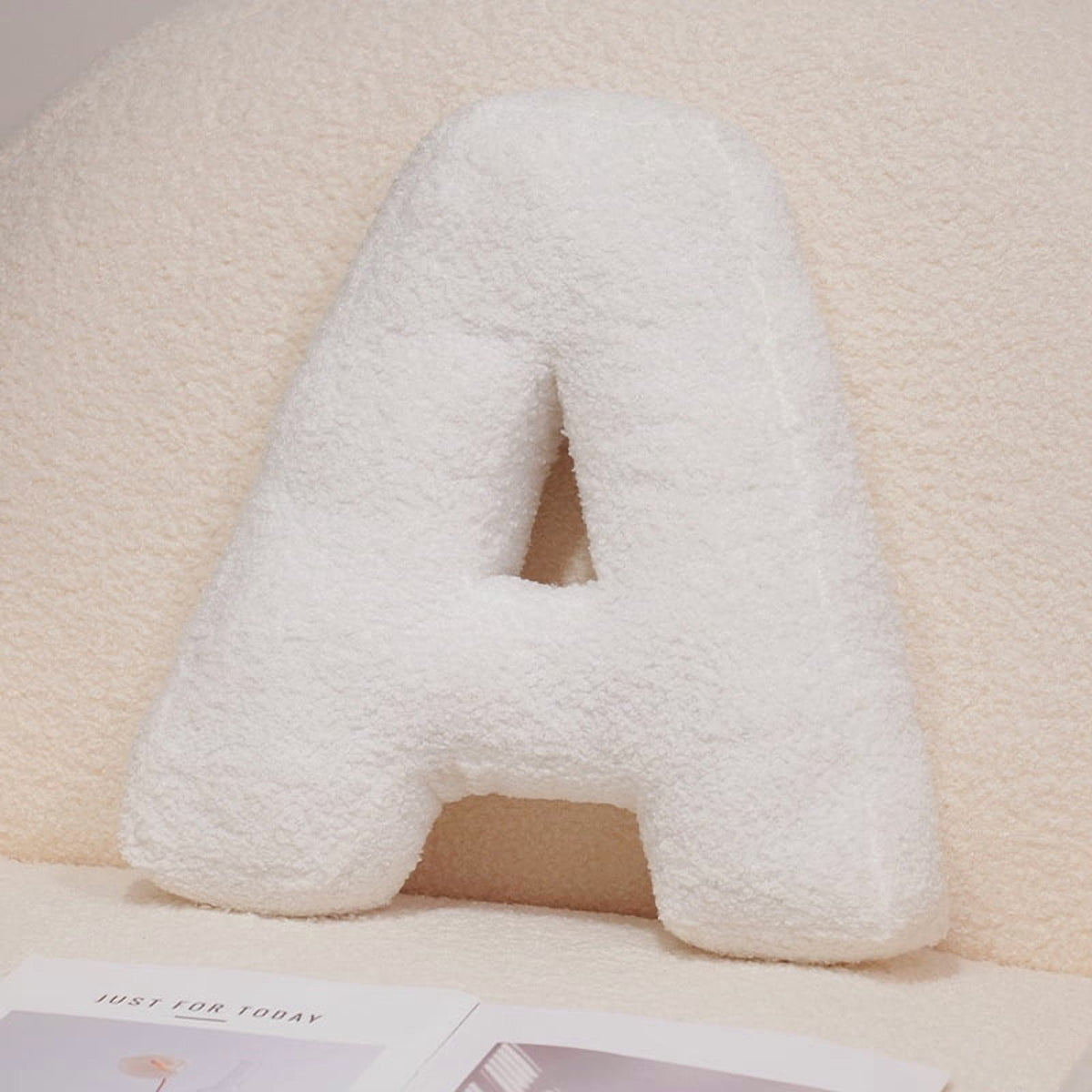 Elladera SFASYELY 15.7 Inch Boucle Letter Throw Pillow Soft Decorative Initial