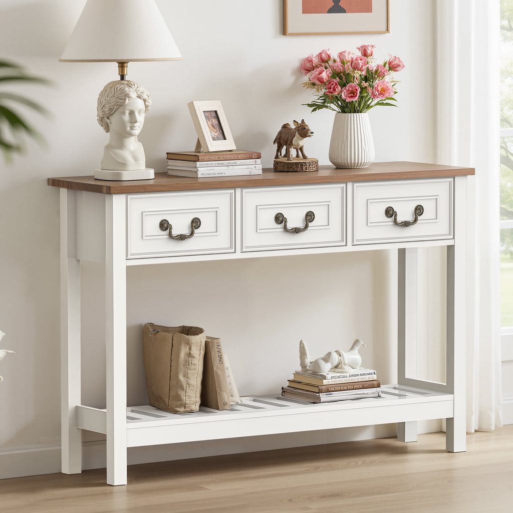 Elladera SPANSPACE Farmhouse Console Table with 3 Drawer, 47'' Entryway Table with