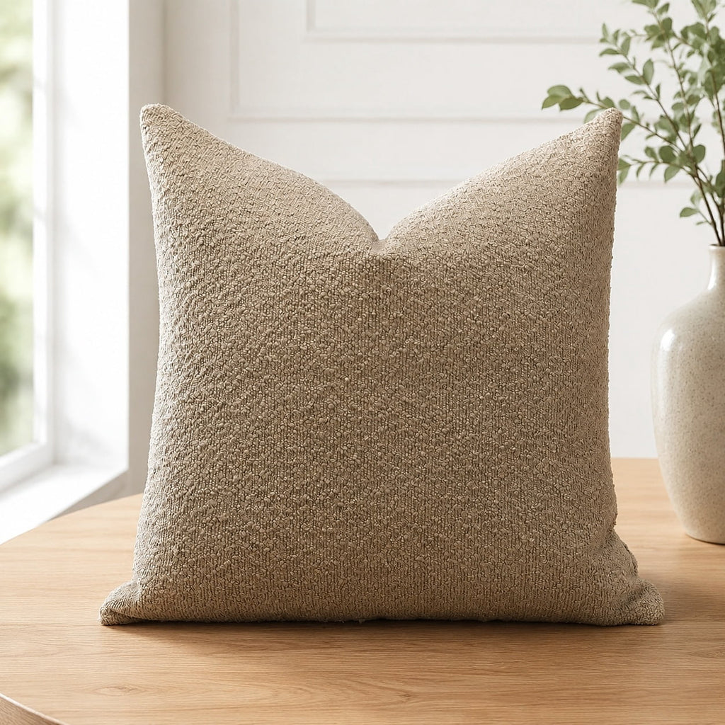 Elladera Set of 1 Textured Boucle Throw Pillow Cover, Square Soft Decorative Couch