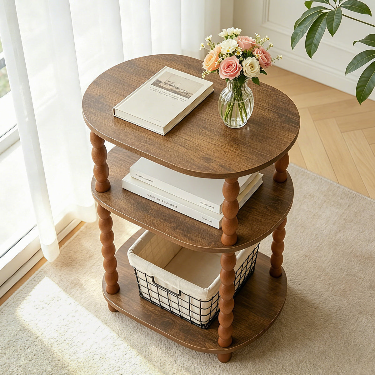 Elladera GOODLAN Wooden 3-Tier Side Table, Small End Table for Living Room and