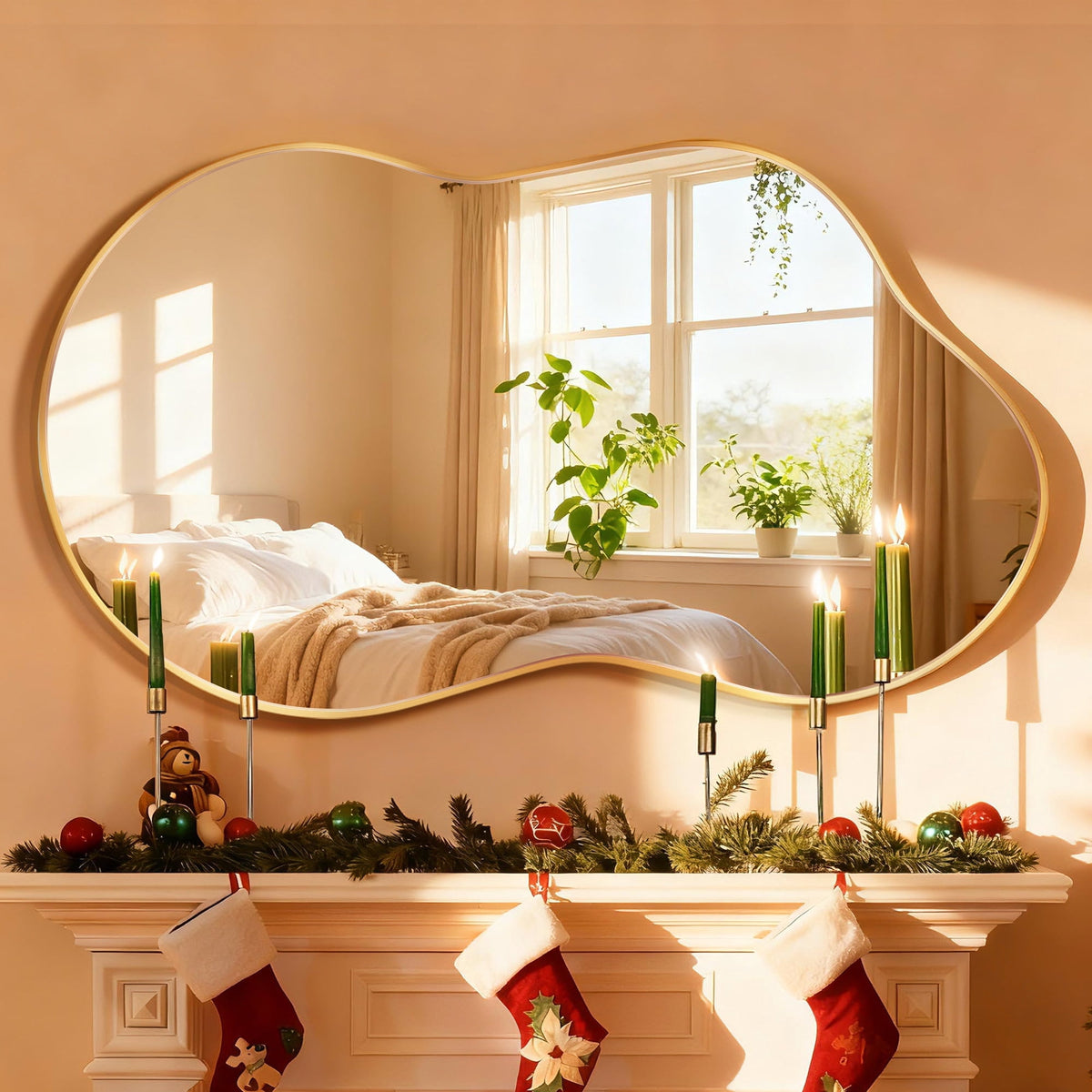 Elladera Irregular Wall Mirror 36"x20" Cloud Shaped Mirrors for Bathroom