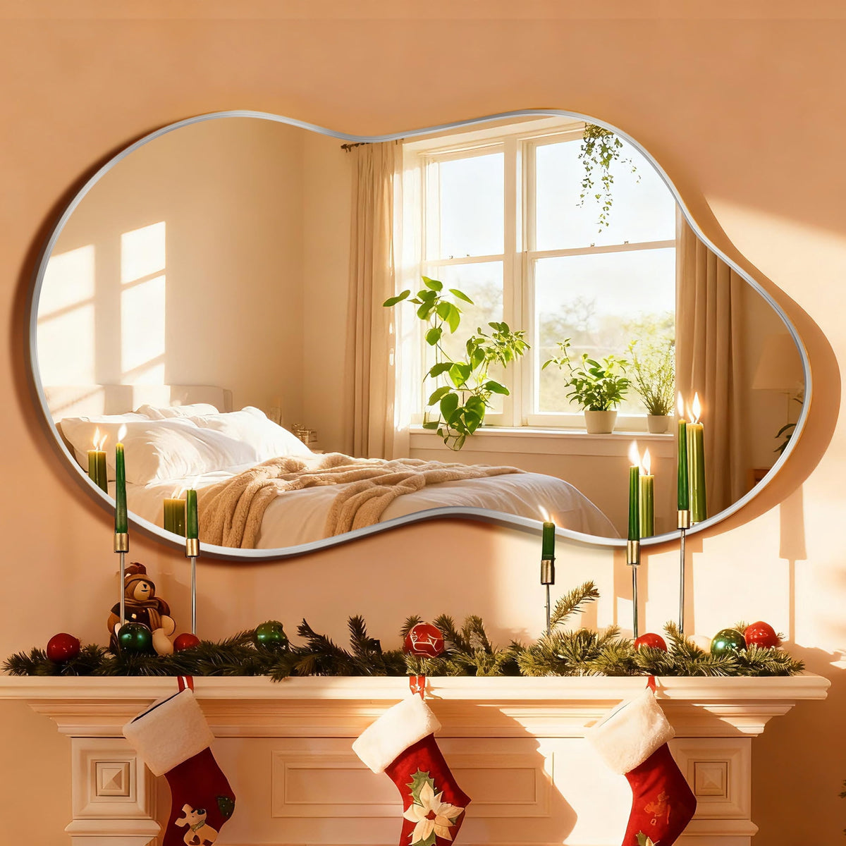 Elladera Irregular Wall Mirror 36"x20" Cloud Shaped Mirrors for Bathroom