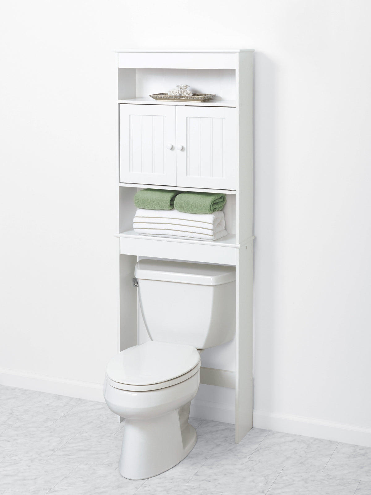 Elladera White Bathroom Spacesaver with Cabinet and 3 Shelves, Zenna Home Country