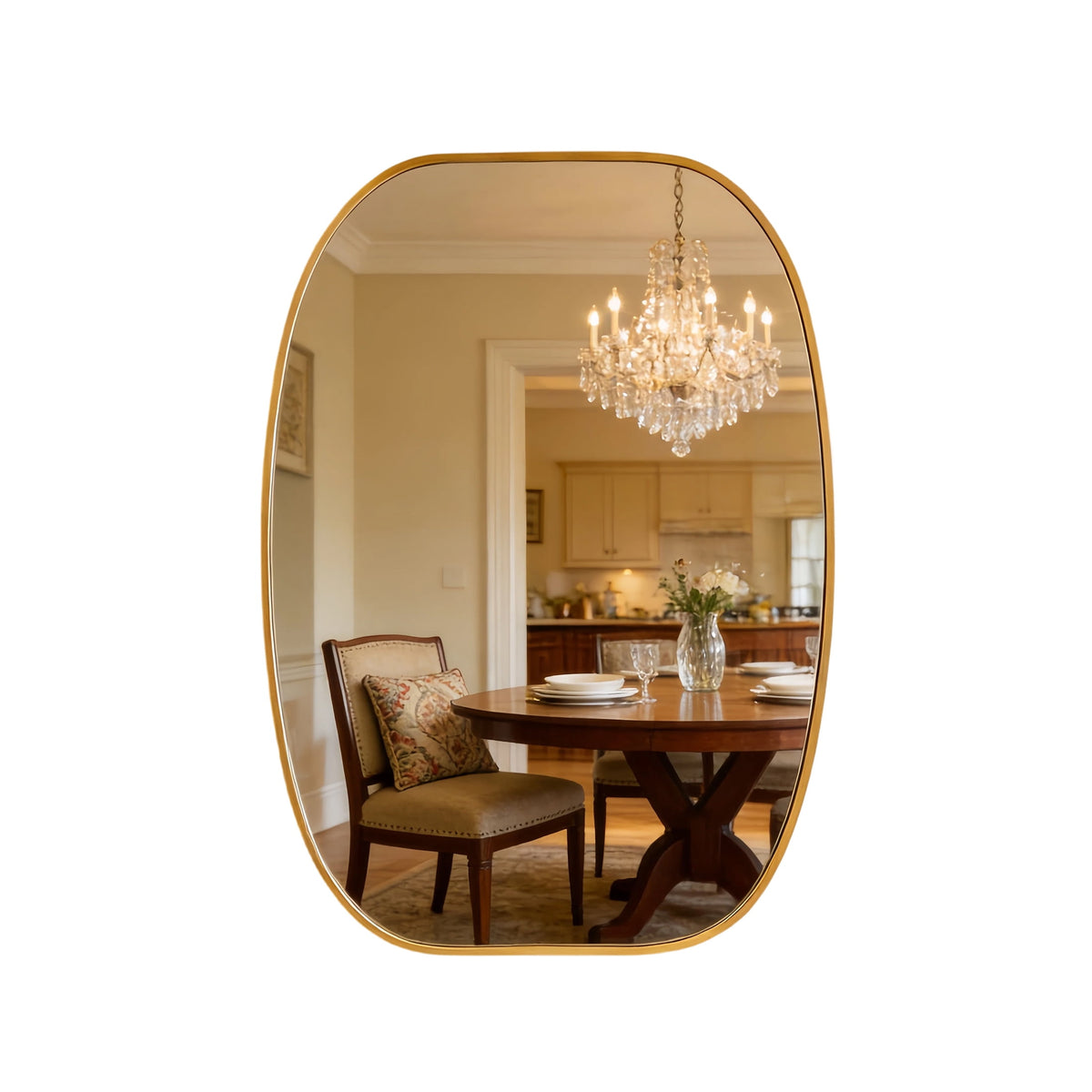 Elladera YIQMI 20x30 inch Teardrop MDF Wood Mirror Irregular Oak Wall Mirror for