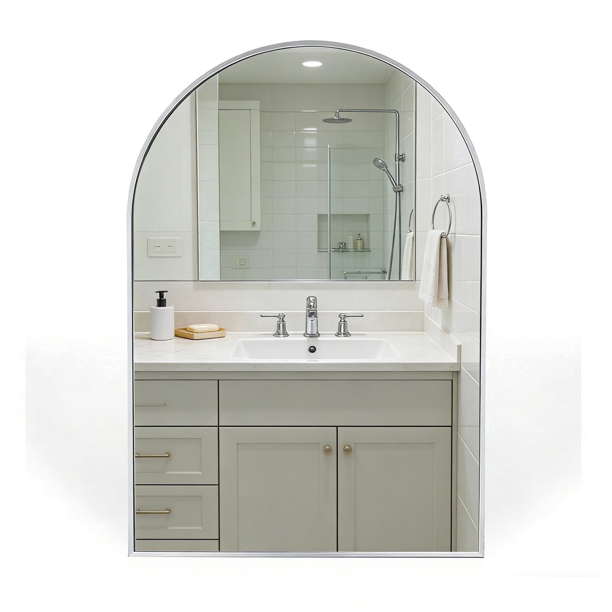 Elladera YIQMI 20x30 inch Teardrop MDF Wood Mirror Irregular Oak Wall Mirror for