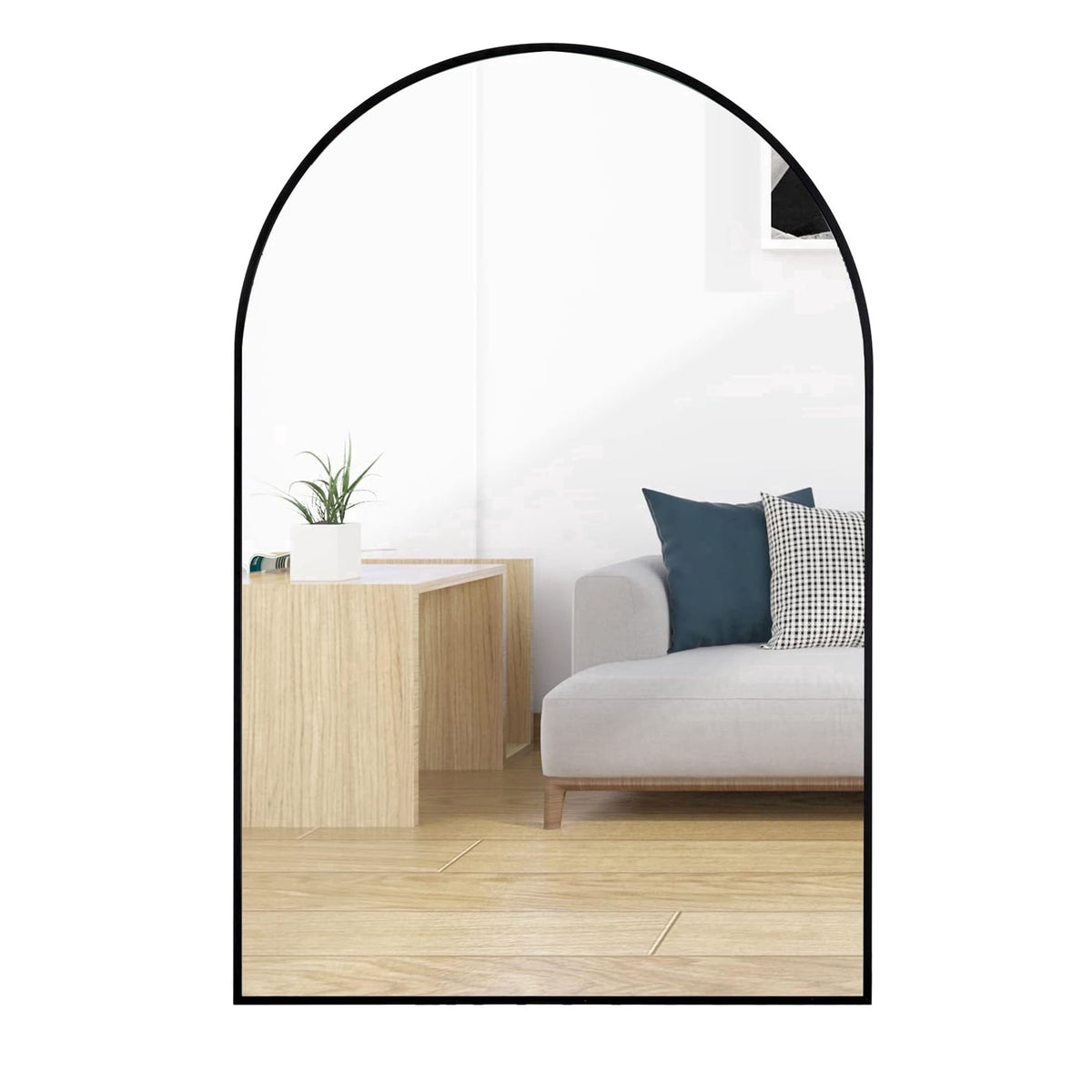 Elladera YIQMI 20x30 inch Teardrop MDF Wood Mirror Irregular Oak Wall Mirror for