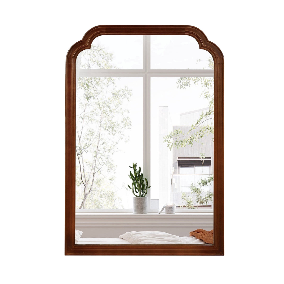 Elladera YIQMI 20x30 inch Teardrop MDF Wood Mirror Irregular Oak Wall Mirror for