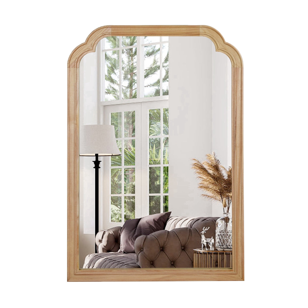 Elladera YIQMI 20x30 inch Teardrop MDF Wood Mirror Irregular Oak Wall Mirror for