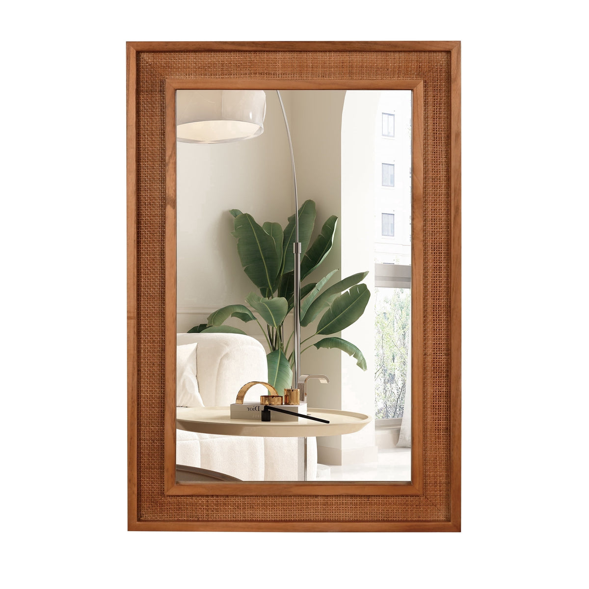 Elladera YIQMI 20x30 inch Teardrop MDF Wood Mirror Irregular Oak Wall Mirror for