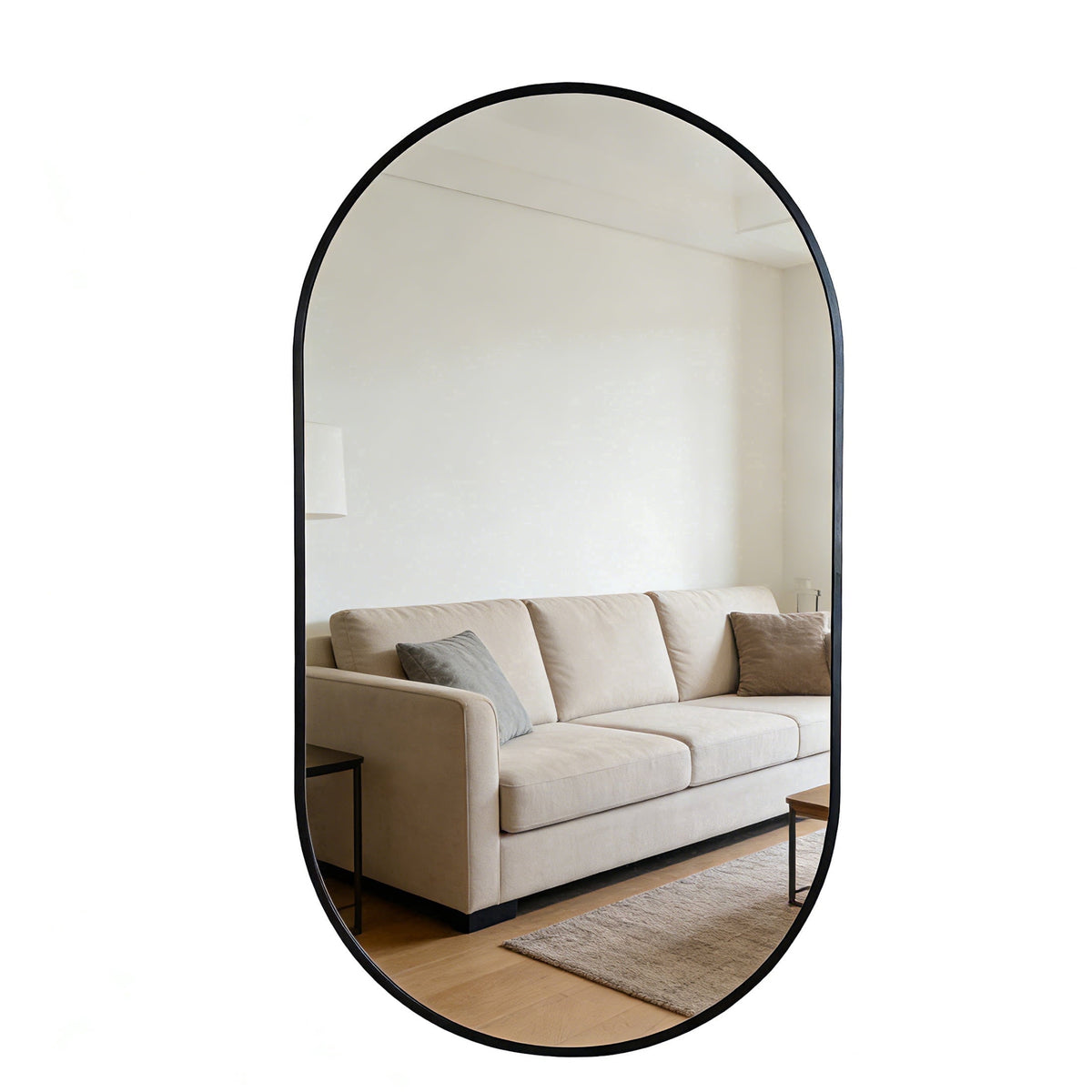 Elladera YIQMI 20x30 inch Teardrop MDF Wood Mirror Irregular Oak Wall Mirror for