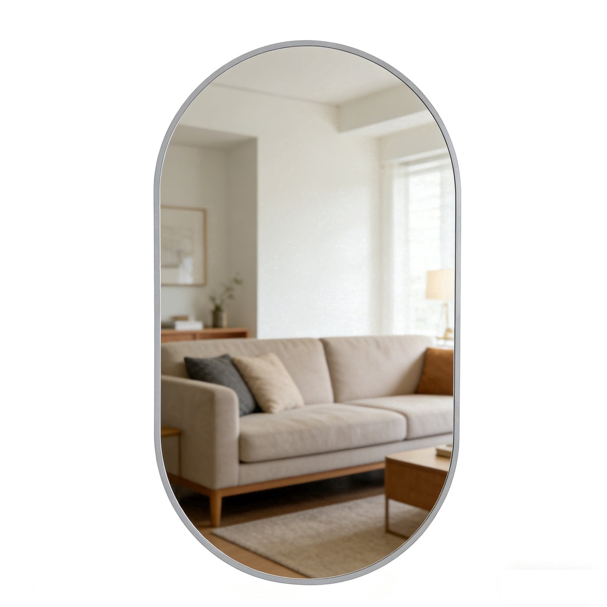 Elladera YIQMI 20x30 inch Teardrop MDF Wood Mirror Irregular Oak Wall Mirror for