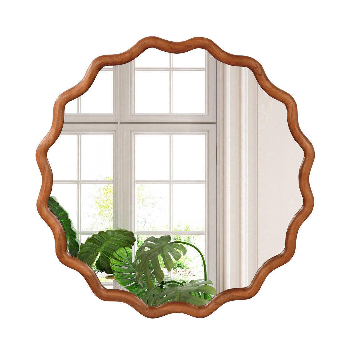 Elladera YIQMI 20x30 inch Teardrop MDF Wood Mirror Irregular Oak Wall Mirror for