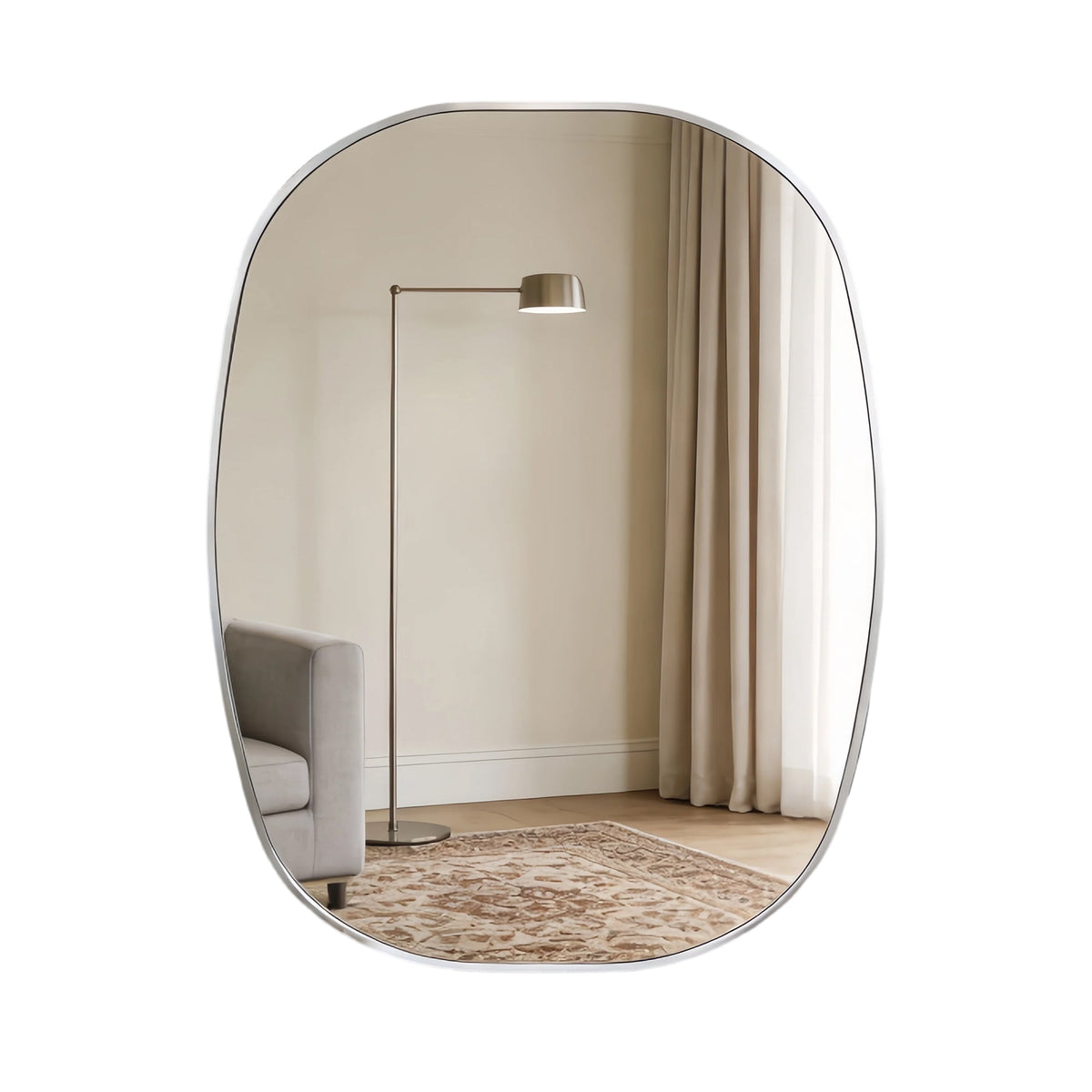 Elladera YIQMI 20x30 inch Teardrop MDF Wood Mirror Irregular Oak Wall Mirror for