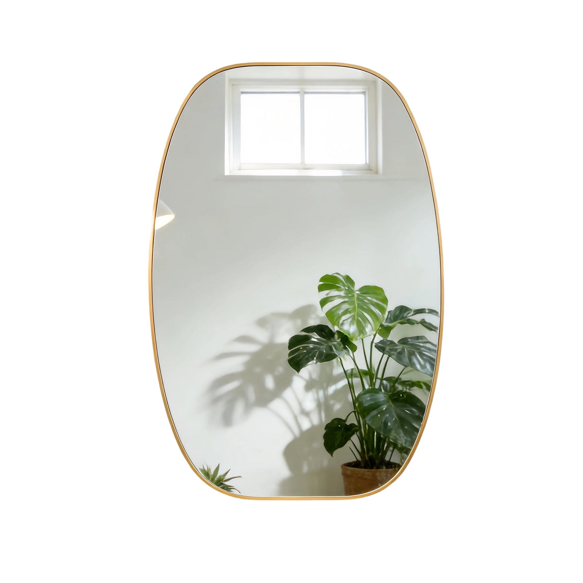 Elladera YIQMI 20x30 inch Teardrop MDF Wood Mirror Irregular Oak Wall Mirror for
